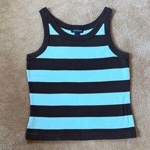 Ann Taylor Dark Brown and  Aqua Stripe Tank Top